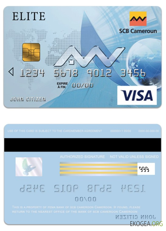 Carte visa élite bancaire SCB du Cameroun